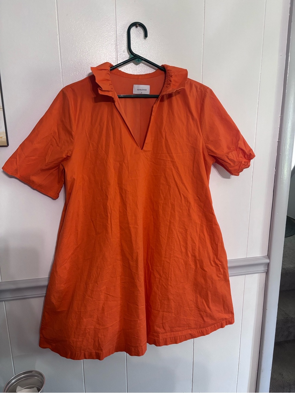 Adrienne Bright Orange Ruffle-Collar Mini Dress